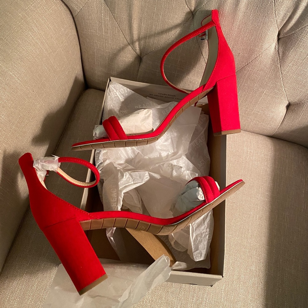 NEW-Red Suede Ankle strap sandals